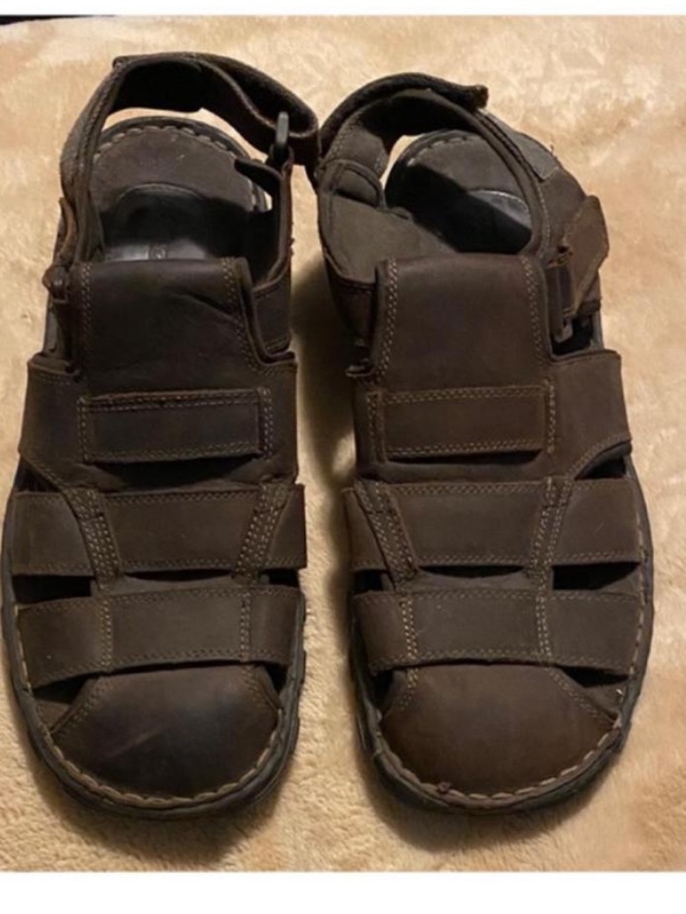 Skechers Men's Dark Brown Leather Fisherman Sandals Sz 12